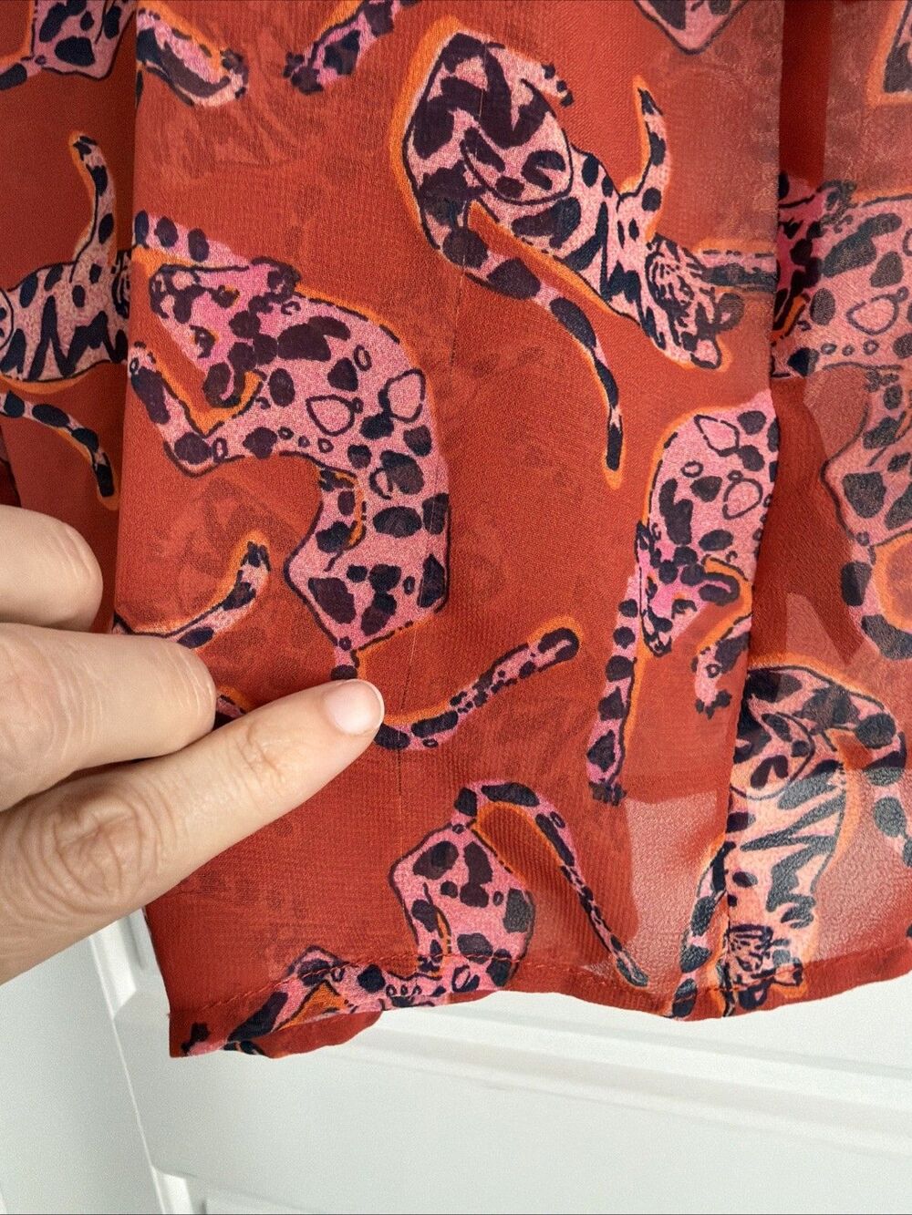 ANTHROPOLOGIE Maeve Rust Leopard Animal pattern tank Size 10 - Picture 5 of 8